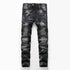 Motorcycle Casual Straight Pants Men's Jeans Mid Waisted Jeans